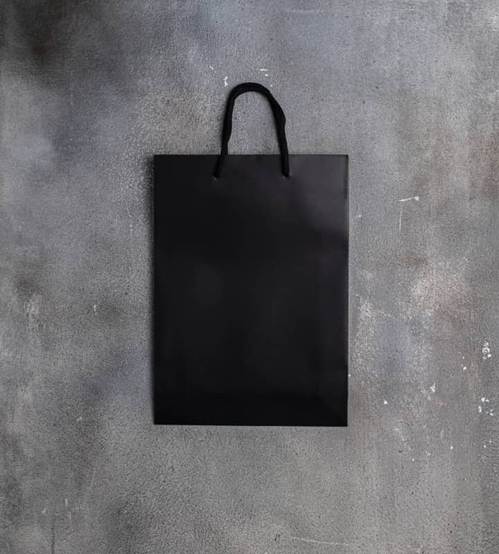 FSC® Black Matt Laminated Rope Handle Paper Bags - 250x80x350mm