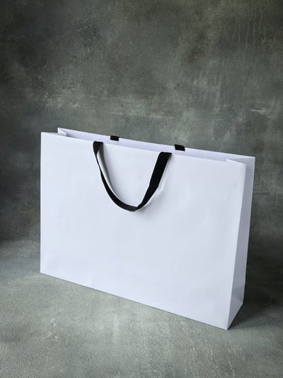 FSC® Luxury Embossed Paper Bags with Cotton Ribbon Handle