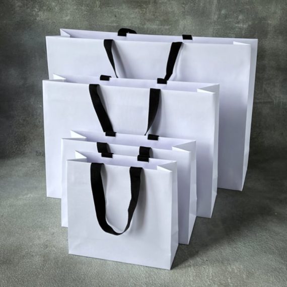 FSC® Luxury Embossed Paper Bags with Cotton Ribbon Handle