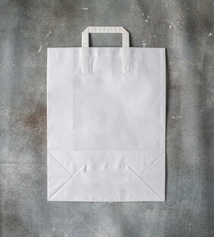 Flat Handle Kraft Paper Bag - White 320x140x420mm