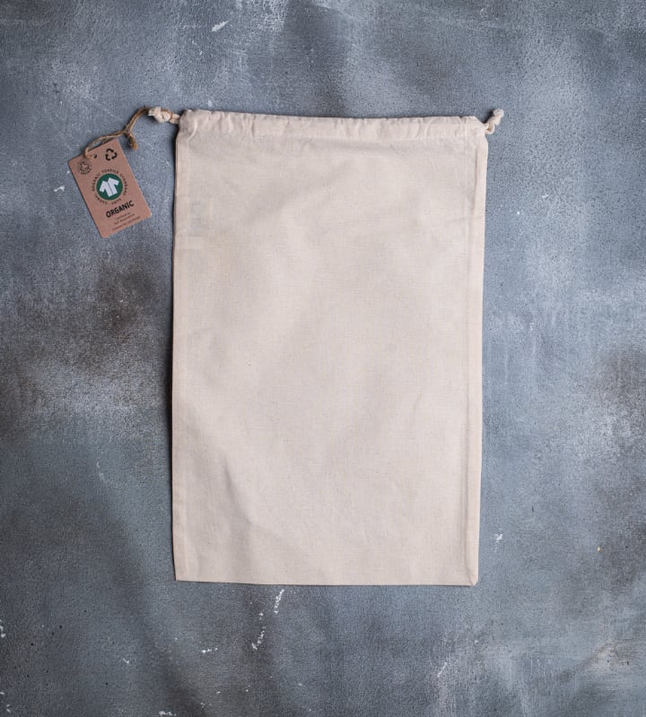 GOTS Organic 5oz Natural Cotton Drawstring Pouch - 310x480mm