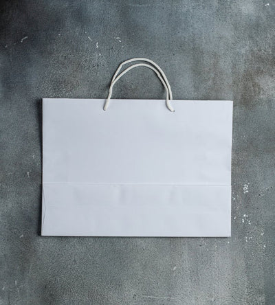 FSC® White Kraft Unlaminated Rope Handle Paper Bags - 440x120x320mm