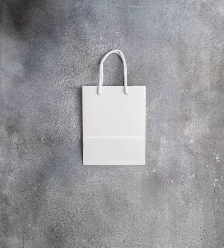 FSC® White Gloss Laminated Rope Handle Paper Bags - 180x80x230mm