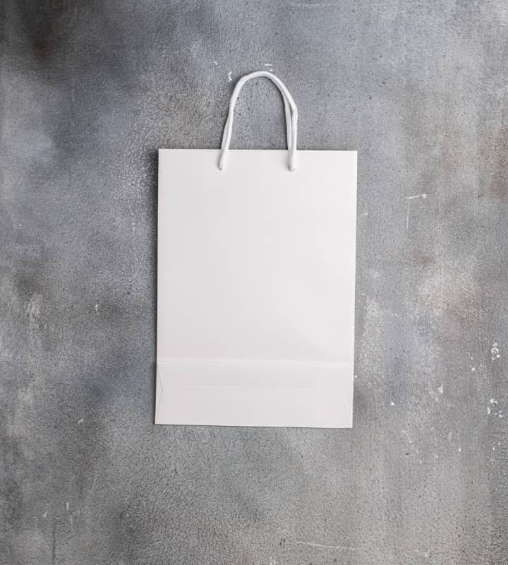 FSC® White Gloss Laminated Rope Handle Paper Bags - 250x80x350mm