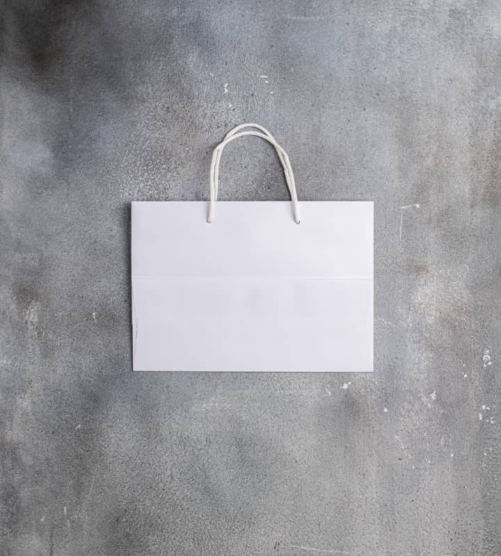 FSC® White Gloss Laminated Rope Handle Paper Bags - 310x120x220mm