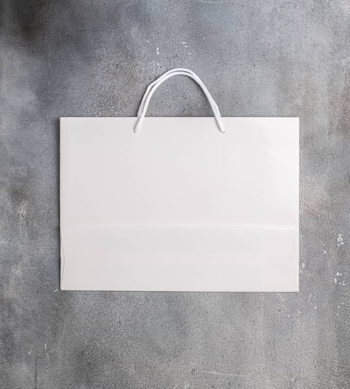 FSC® White Gloss Laminated Rope Handle Paper Bags - 440x120x320mm