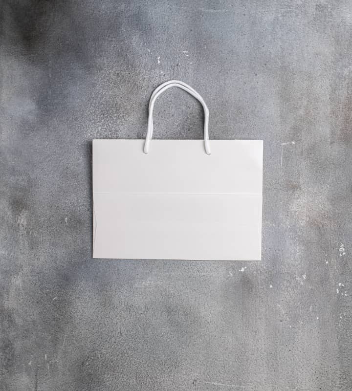 FSC® White Kraft Unlaminated Rope Handle Paper Bags - 310x120x220mm